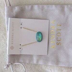 Kendra Scott Necklace Elisa Aqua & See Green Enamel Pendant Adjustable NWT $70